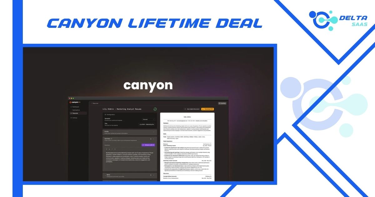 Canyon Lifetime Deal by Delta SaaS