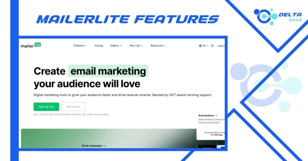 MailerLite Features by Delta SaaS