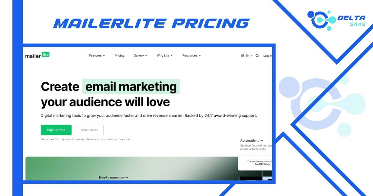 MailerLite Pricing by Delta SaaS